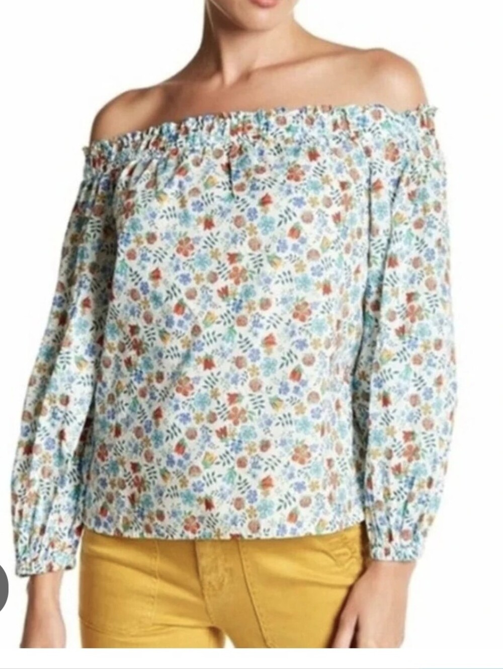 J. Crew + Liberty Arts Fabric Off The Shoulder Blouse In Edenham Print Size 2